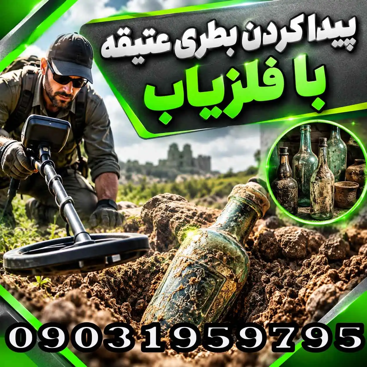 پیدا کردن بطری عتیقه با فلزیاب؛ راهنمای حرفهای جستوجو و تشخیص